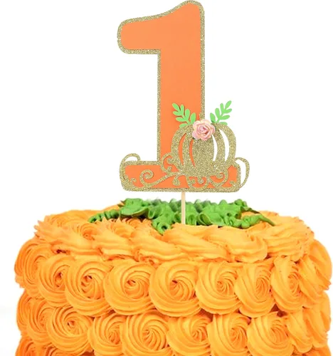Decoración para pastel de calabaza pequeña – Decoración para tarta de primer cumpleaños para niño/niño, decoración de fiesta de primer cumpleaños,