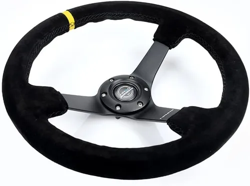 Miniatura 3 de NRG Innovations NRG-RST-036MB-S-Y - Volante reforzado de 3 pulgadas de profundidad, radio negro mate de 0.197 in, volante deportivo de 13.780 in