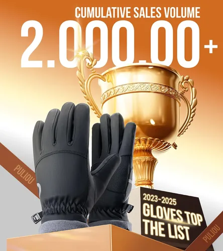 Miniatura 5 de PULIOU Guantes térmicos impermeables de invierno para hombres y mujeres, para clima frío, resistentes al viento, guantes de nieve con dedos