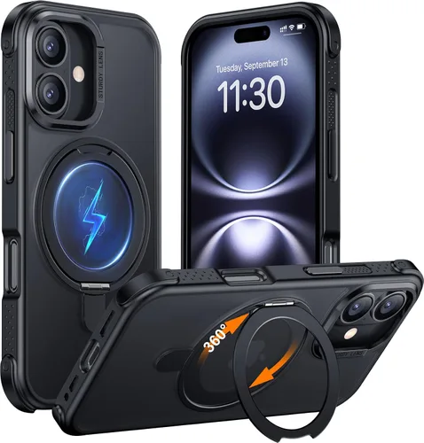 Miniatura 31 de Magnética para iPhone 12 e iPhone 12 Pro Funda, [con Soporte de Anillo Magnético Invisible Giratorio 360°][A Prueba de Golpes][Compatible