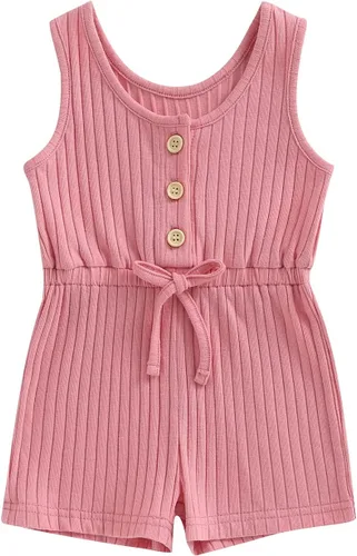 Traje de verano para niña pequeña, de manga corta, acanalado, overol liso, pantalones cortos, ropa para recién nacidos