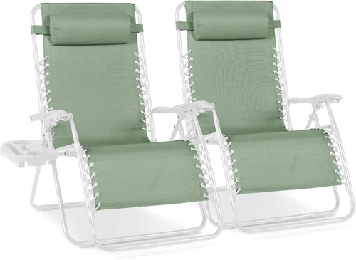 Miniatura 39 de Best Choice Products - Juego de 2 sillas reclinables y ajustables de malla y acero, sillas con sensación gravedad cero con cojines y bandejas
