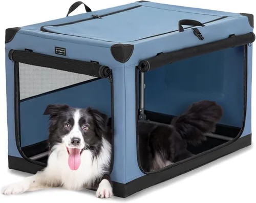 Miniatura 10 de PETSFIT Jaula portátil suave de 26 pulgadas para perros – Marco resistente en espiral patentado, perrera plegable para perros pequeños, 3 puertas