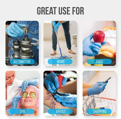 Miniatura 4 de SereneLife 100 guantes desechables de nitrilo, guantes suaves de grado industrial, guantes de nitrilo de 4 mil, sin polvo, sin látex, ambidiestros