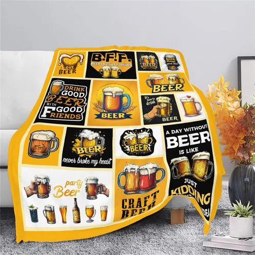 Miniatura 4 de Manta de cerveza, manta de bebida de cerveza, regalos para adultos, mujeres y hombres, súper suave y acogedora manta de felpa mullida mullida