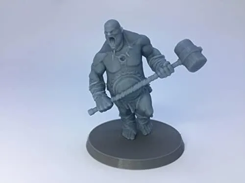 Miniatura 3 de Ogre Warrior RPG - Calabozos y dragones - DND - Pathfinder - Diorama - Figurita miniatura (gris/sin pintar) (Axe)