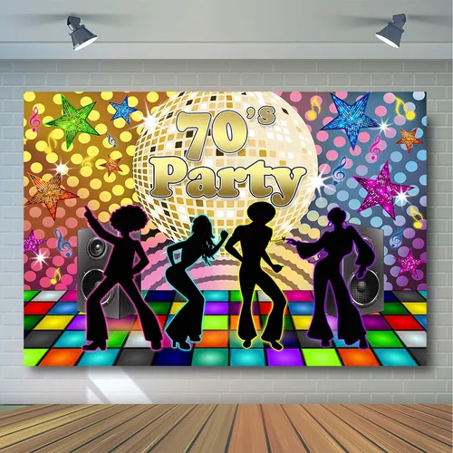 Miniatura 3 de Avezano Fondo de fiesta de regreso a los años 70 para adultos, decoraciones de fiesta de discoteca, bola de discoteca retro de los años 70, Let's