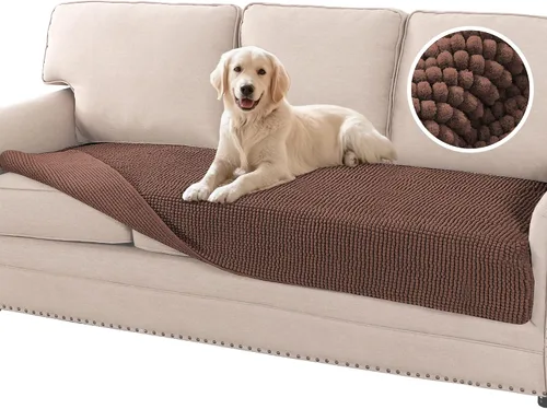 Miniatura 11 de Flamingo P Funda de cama de felpilla para perro, funda gruesa para sofá biplaza para perros, lavable, protector antideslizante para sofá de 2