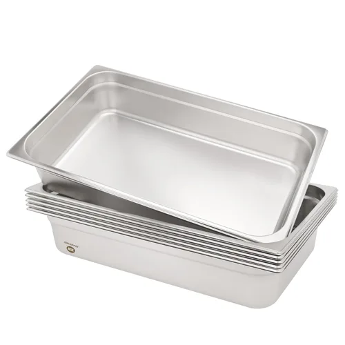 Miniatura 12 de BIEAMA Bandeja para mesa de vapor de 1/3 de tamaño, 4 pulgadas de profundidad, acero inoxidable perforado antiatascos NSF, bandeja de hotel