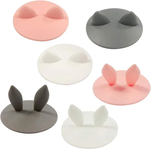 Miniatura 7 de allydrew Tapas de silicona para tazas, antipolvo, a prueba de fugas, para bebidas frías y calientes (juego de 6), orejas de conejo