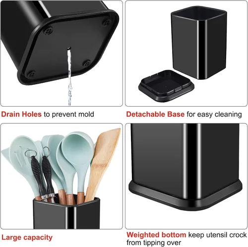 Miniatura 3 de RedCall - Organizador de utensilios de cocina de acero inoxidable para encimera, organizador de cucharas y espátulas, cajón rectangular moderno