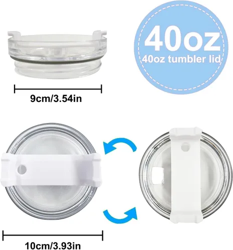 Miniatura 2 de Paquete de 2 tapas para vaso de 40 onzas compatibles con Stanley Quencher, cubiertas de vaso de acero inoxidable a prueba de derrames y resistentes