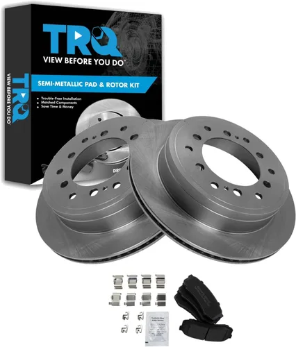Miniatura 99 de TRQ Juego de pastillas de freno semimetálicas traseras y rotores compatibles con Chevrolet Trailblazer 02-06 Trailblazer EXT 04-06 SSR 02-07 GMC