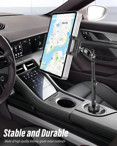 Miniatura 2 de Soporte de aluminio para tablet de automóvil, [altura ajustable de 16 pulgadas] [compatible con funda gruesa] Soporte resistente para tablet