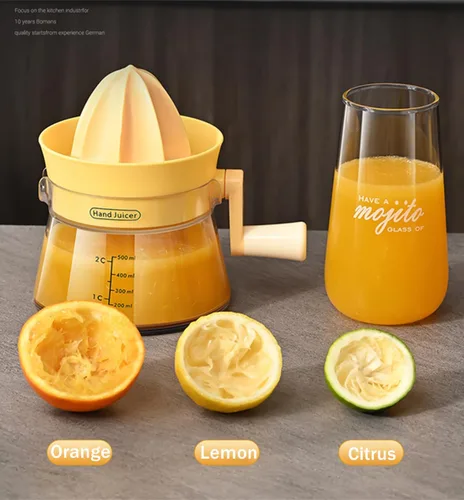 Miniatura 5 de Exprimidor manual de cítricos con manivela giratoria, prensa manual de gran capacidad de 16.9 fl oz para toronja limón, naranja, lima, extracción