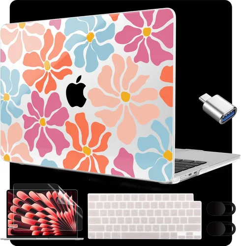 Miniatura 46 de MEEgoodo Funda para MacBook Air M5/M4/M3/M2 de 15 pulgadas 2026 2025 2024 2023, funda compatible con el modelo (A3448/A3241/A3114/A2941)
