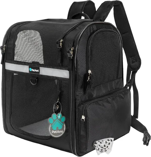 PetAmi Mochila transportadora para perros para gatos pequeños y grandes, mascotas, cachorros, mochila de senderismo ventilada para mascotas, bolsa