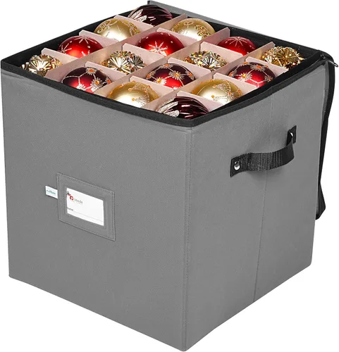 Miniatura 2 de Caja de almacenamiento de adornos de Navidad, 4 bandejas individuales, contenedor de almacenamiento de Navidad, se adapta a 64 bolas de decoración