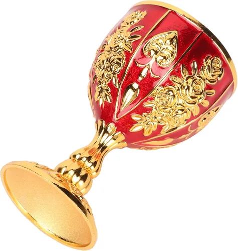 Miniatura 9 de Cáliz dorado vintage dorado de 4 pulgadas, aleación de zinc sólida retro en relieve, elegante taza de proxeneta para banquete de fiesta, 4.1 x 2.5