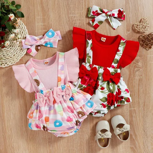 Miniatura 34 de Mubineo Ropa de verano para bebé niña, sin mangas, encaje floral, vestido de mameluco para recién nacido