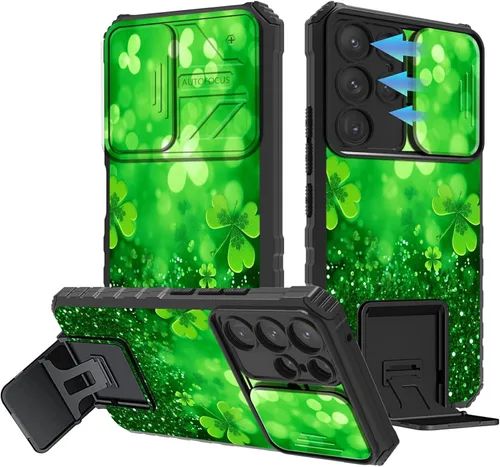 Miniatura 322 de Funda para Samsung Galaxy S22 Ultra 5G, Galaxy S22 Ultra con cubierta de cámara deslizante, funda resistente de doble capa con función atril Black