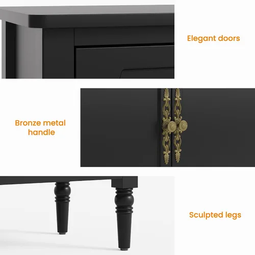 Miniatura 5 de RoyalCraft - Gabinete de almacenamiento con 2 puertas y 3 cajones, aparador de mediados de siglo con estantes ajustables, gabinete de buffet