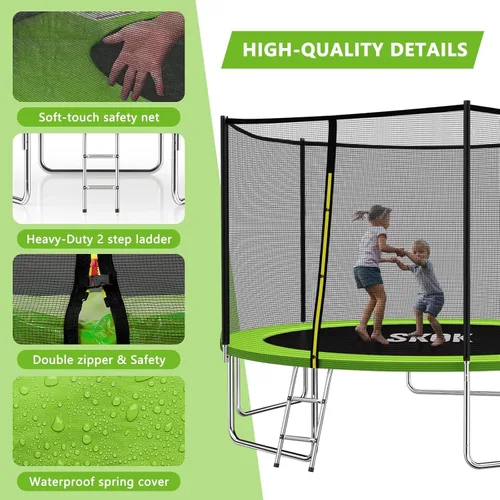 Miniatura 3 de SKOK Trampolín para niños, trampolín al aire libre de 400 libras con red aprobada por ASTM para niños y adultos Manzana Verde (Apple Green)