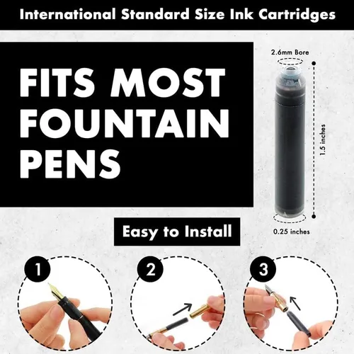 Miniatura 4 de Pen Savings Cartuchos de tinta para pluma estilográfica, paquete de 24, tamaño estándar internacional, longitud 1.5 pulgadas, diámetro de 0.102 in