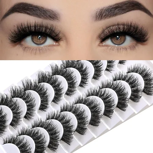 Miniatura 14 de FARRED Pestañas postizas Wispy, pestañas postizas esponjosas 10 pares, pestañas de muñeco de visón, pestañas Wispy, aspecto natural