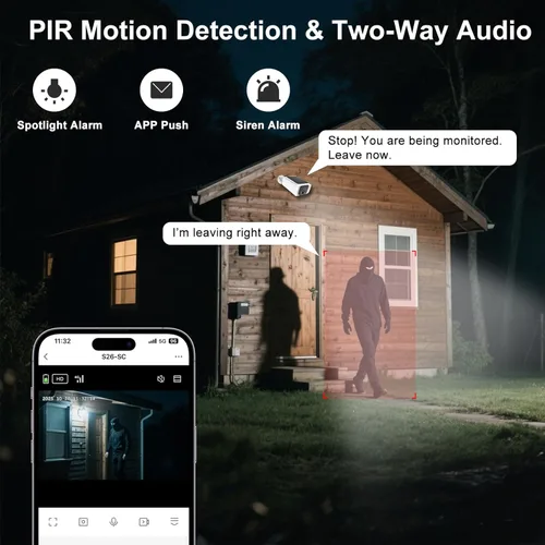Miniatura 6 de Cámara de seguridad celular 4G LTE inalámbrica para exteriores, datos ilimitados gratuitos de 365 días, sin WiFi, cámara de seguridad alimentada por