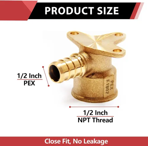 Miniatura 2 de Paquete de 4 accesorios de latón EFIELD Pex de 1/2 pulgada x 1/2 pulgada hembra NPT Drop-Ear Elbow (PEX1807225-4PCS)
