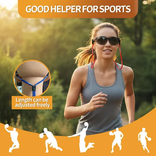 Miniatura 6 de BILIONE Correa para gafas, soportes deportivos para gafas alrededor del cuello para hombres y mujeres, cadena de cordón para lentes de sol