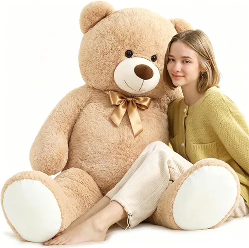 MaoGoLan Oso de peluche gigante de 4 pies de crema, oso de peluche grande de 47 pulgadas, peluche suave para niños, decoraciones para Baby Shower,