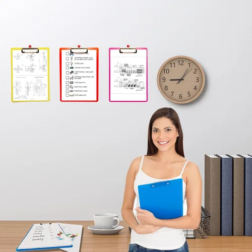 Miniatura 7 de smilixin Paquete de 6 portapapeles de plástico, portapapeles de oficina, tamaño estándar A4, coloridos tableros transparentes con clip de perfil