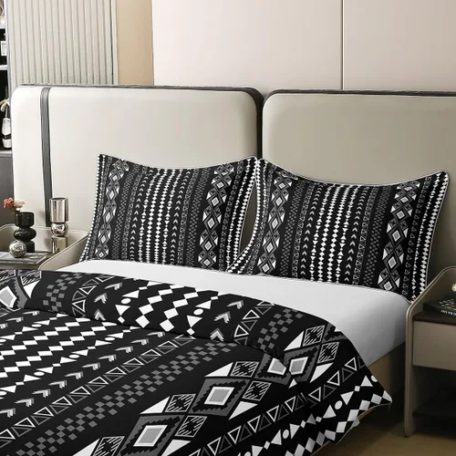 Miniatura 4 de Erosebridal Bohemian 100% Natural Cotton Duvet Cover Twin Country Southwestern Bedding Set Boho Aztec Arrows Diamond Comforter Cover Black Gray