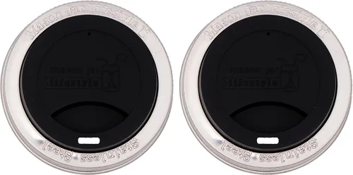 Miniatura 13 de Tapa de silicona para beber con banda de acero inoxidable para tarros Mason (Americana multicolor, boca regular)