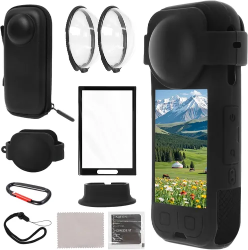 Miniatura 8 de Protector de lente compatible con Insta360 One x2, con protector de pantalla de vidrio templado, película transparente oleofóbica antihuellas