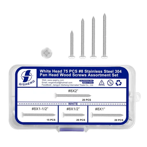 Miniatura 8 de White Head - 25 tornillos de madera Phillips de acero inoxidable #10 x 4, tornillos recubiertos blancos, tornillos de madera, tornillos de acero