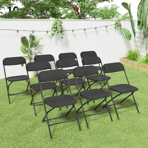 Miniatura 23 de Paquete de 4 sillas plegables de resina con marco de acero reforzado para interiores y exteriores, sala de reuniones, patio, jardín, boda, fiesta