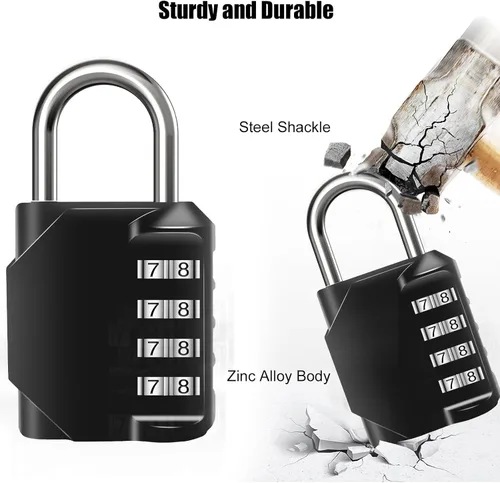 Miniatura 5 de Candados de combinación impermeables de 4 dígitos con código de combinación, cerradura de combinación de aleación de zinc para puerta, cajas