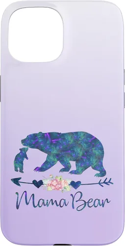 Miniatura 6 de Teal Blue Purple Floral Mama Bear and One Cub Silver Purple Case for iPhone 17