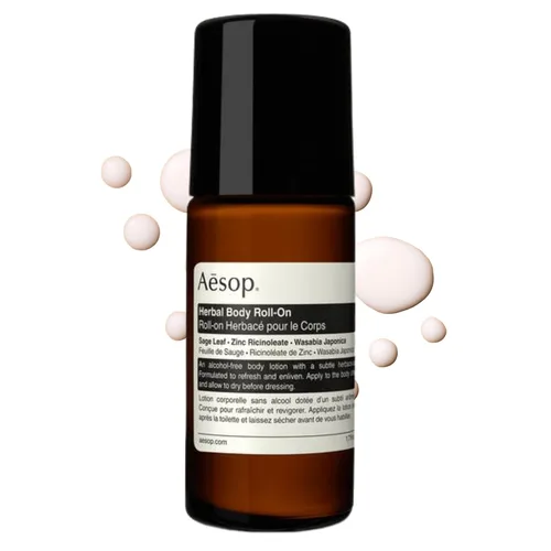 Aesop Desodorante Herbal Roll-on | Sin Alcohol y Aluminio | Reduce + Enmascara el Olor de las Axilas | Hoja de Salvia, Ricinoleato de Zinc, Extracto