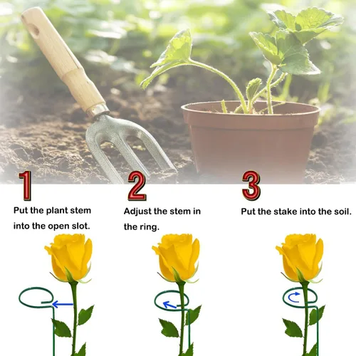 Miniatura 3 de 20 piezas de 16 pulgadas verdes de un solo tallo para plantas de jardín, anillos de soporte de flores, accesorios para amarilis, orquídeas, lirios