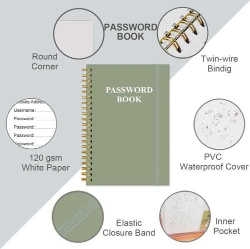 Miniatura 37 de Libro de contraseñas con pestañas alfabéticas, libro de bolsillo pequeño para iniciar sesión en computadora y sitio web, libro de registro