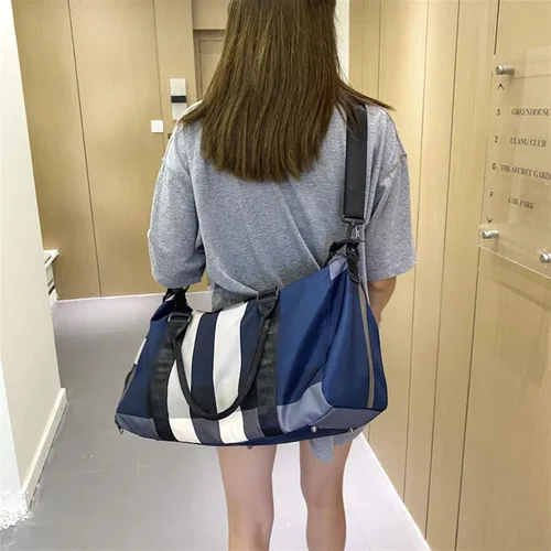 Miniatura 7 de GULRUH Bolsa de gimnasio, bolsas de gimnasio para mujeres y hombres con bolsillo para zapatos, de nailon, grande, a la moda, para viajes