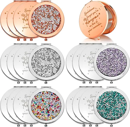 Miniatura 17 de Roowest 10 piezas de espejo compacto de regalos para mujeres, Sometimes You Forget Your Awesome Bulk Apreciation Party Favores para empleados, Oro