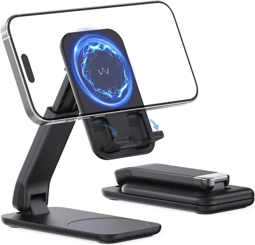 iWALK Soporte magnético para teléfono celular para escritorio, soporte de teléfono móvil ajustable en ángulo y altura, soporte magnético plegable