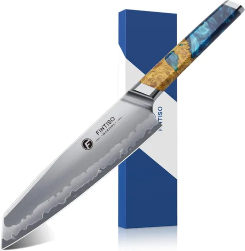 FINTISO Cuchillo de Chef de 8 pulgadas Cuchillo de Cocina con Núcleo de Acero en Polvo S35VN Cuchillo de Chef Japonés, Cuchillo de Cocina de Acero