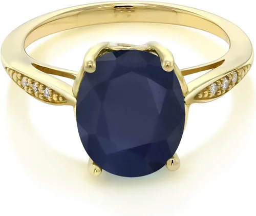 Miniatura 37 de Gem Stone King Anillo de compromiso de oro amarillo de 14 quilates de 2-3 quilates con piedra preciosa ovalada de 0.394 x 0.315 in y diamantes