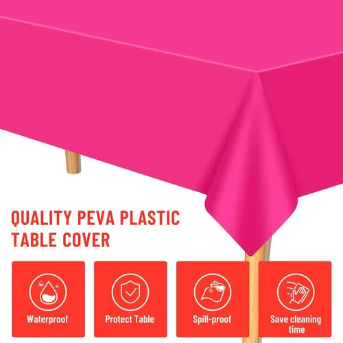 Miniatura 3 de PLULON 6 Pzas Manteles de Colores Arcoíris de Plástico Desechables Cubierta de Mesa para Mesas Rectangulares 54 x 108 Pulgadas Mantel Impermeable